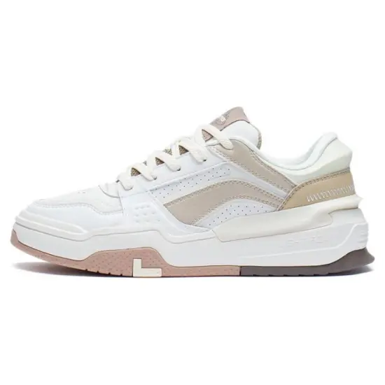 LINING Samchen Skateboard Shoes Women's Low-Top Ivory/Deer Leather Umber/Plain Khaki