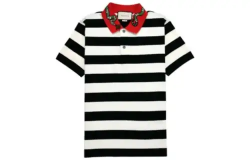 GUCCI T Shirts Men's Black/White Polo Collar Moderate Straight Fit
