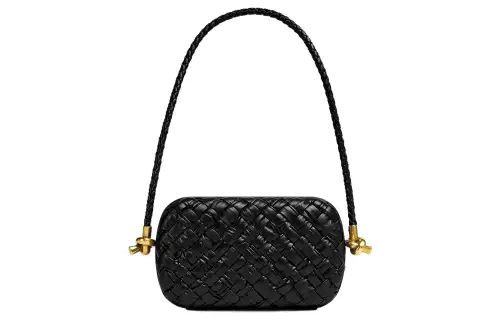 Bottega Veneta Knot Foulard Intrecciato Minaudiere On Strap Black