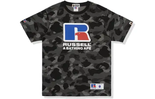 A Bathing Ape x Russell Athletic Color Camo T-shirt