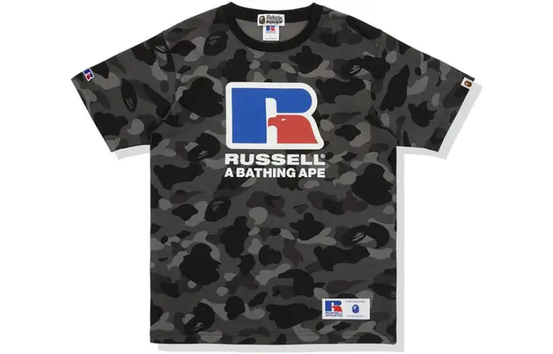 A Bathing Ape x Russell Athletic Color Camo T-shirt