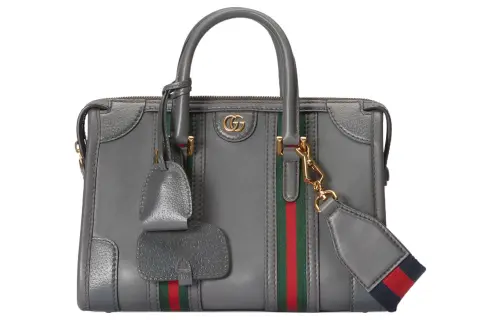 GUCCI Leather Travel Bag, Shoulder Bag, Crossbody Bag, Handbag Small Women's Gray