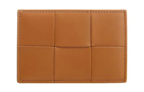 Bottega Veneta Sheepskin Cow Leather Card Holder Women's Light Umber