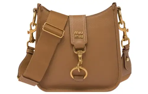 MIU MIU Leather Crossbody Bag, Shoulder Bag Women's Caramel Brown