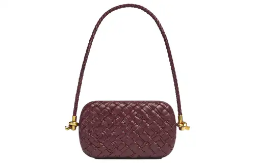 Bottega Veneta Knot Foulard Intrecciato Minaudiere On Strap Barolo