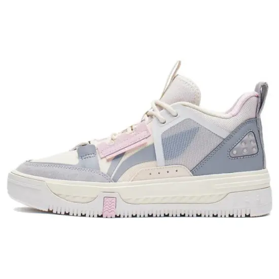 LINING Xingchuan Skateboard Shoes Women's Mid-Top Gull Gray/Swan White