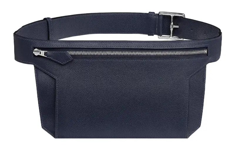 HERMES Ultrapla Evercolor Calfskin Fanny Pack Regular Men's 2Z Bleu Nuit Midnight Blue