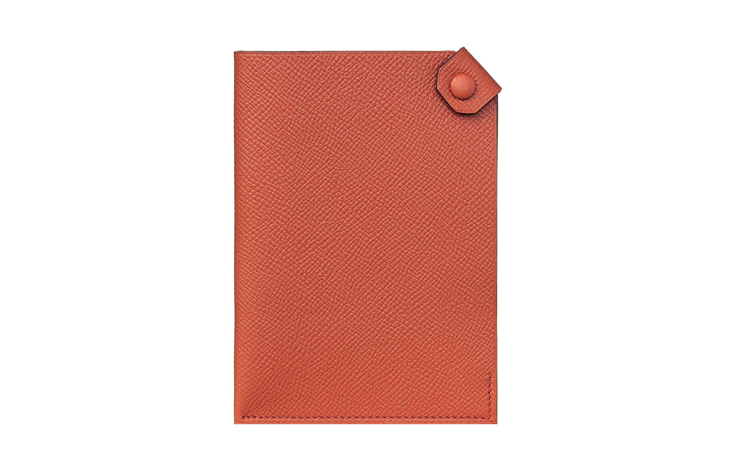 HERMES Tarmac Epsom Calfskin Passport Holder Unisex R1 Terre Battue Red Earth Tone