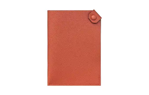 HERMES Tarmac Epsom Calfskin Passport Holder Unisex R1 Terre Battue Red Earth Tone
