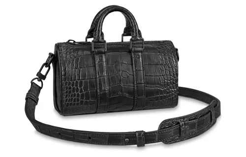 LOUIS VUITTON Keepall Crocodile Leather With Cow Leather Trim Shoulder Bag, Crossbody Bag, Handbag Mini Men's Black