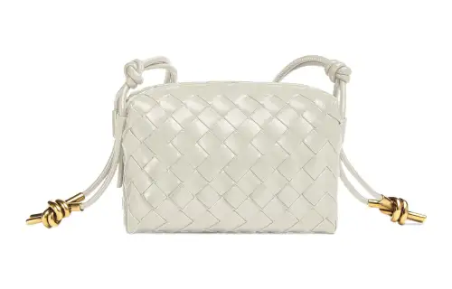 Bottega Veneta Loop Sheepskin Camera Bag, Crossbody Bag, Shoulder Bag Women's Bone Beige