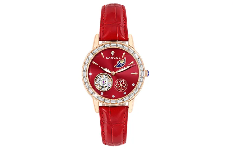 KANGOL Mother Of Pearl Collection Automatic Mechanical Movement Genuine Leather Strap Watch Women's Watch