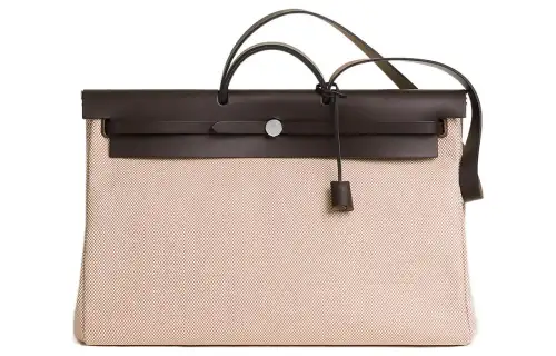HERMES Herbag Zip Criss Viking Canvas And Hunter Cow Leather Shoulder Bag, Crossbody Bag, Handbag 50 Unisex