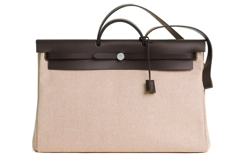 HERMES Herbag Zip Criss Viking Canvas And Hunter Cow Leather Shoulder Bag, Crossbody Bag, Handbag 50 Unisex