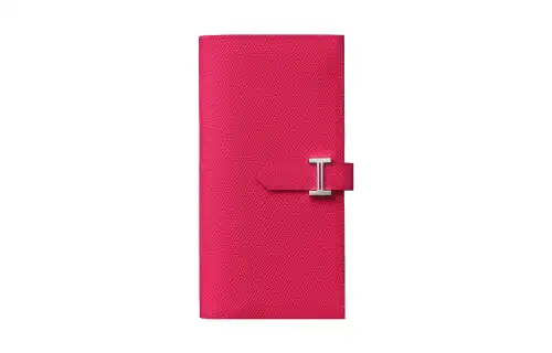 HERMES Bearn Epsom Calfskin Wallet Women's Bright Pink
