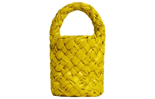 Bottega Veneta Cow Leather Bucket Bag, Shoulder Bag, Crossbody Bag, Handbag Mini Women's Yellow