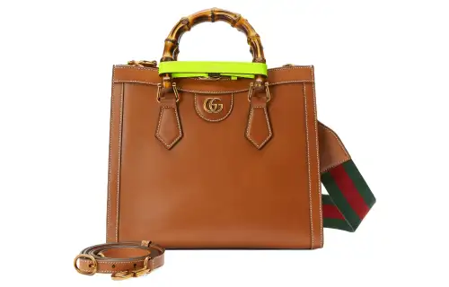GUCCI Diana Leather Tote Bag, Shopping Bag, Shoulder Bag, Crossbody Bag, Handbag Small Women's Brown