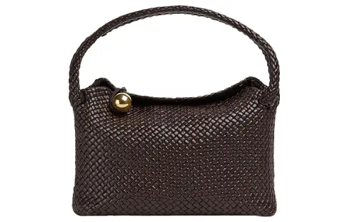 Bottega Veneta Intreccio Leather Handbag, Shoulder Bag Women's Coffee