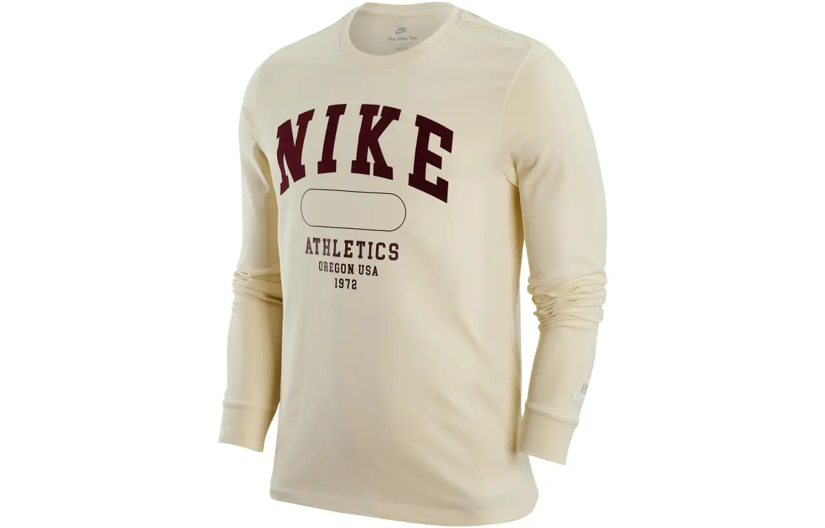 Nike T-Shirts Men's Ecru Crew Neck Moderate Straight Fit