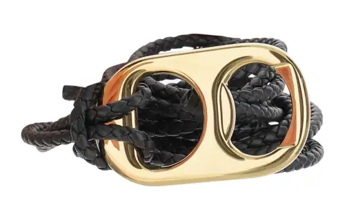 Bottega Veneta Sheepskin Leather Belts Women's Black/Gold /