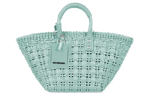 Balenciaga Artificial Leather Basket Bag, Shoulder Bag, Crossbody Bag, Handbag Women's Light Green