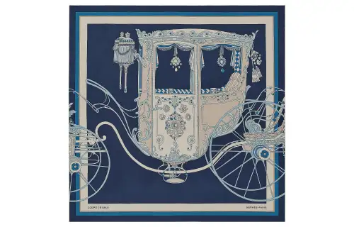 HERMES Cashmere Shawl Women's Marine Blue/Natural/Sky Blue
