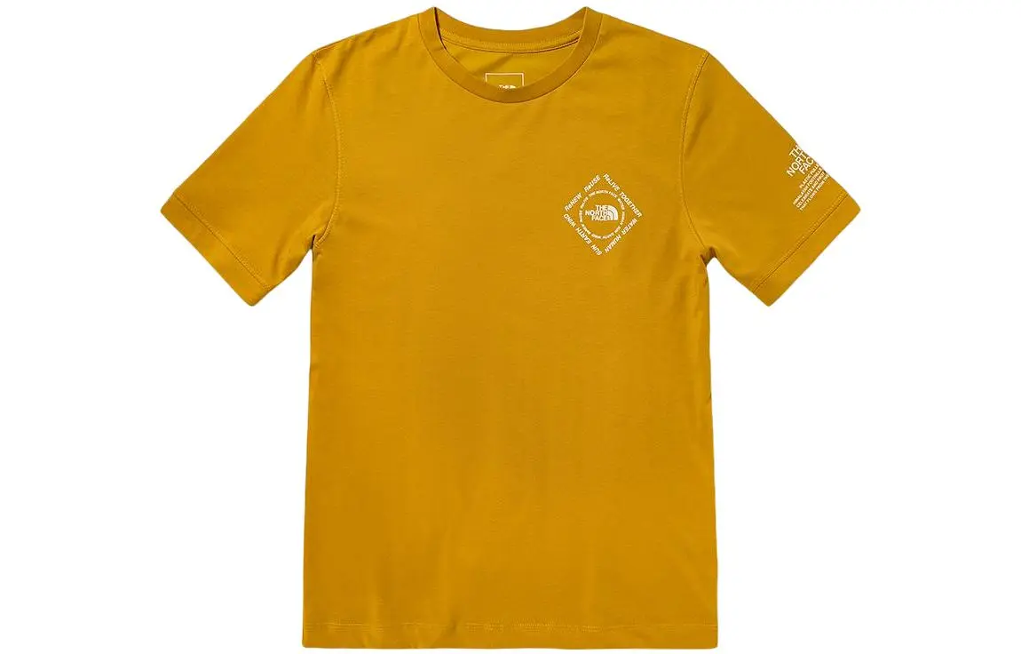 THE NORTH FACE T-Shirts Men's Yellow Crew Neck Moderate Straight Fit