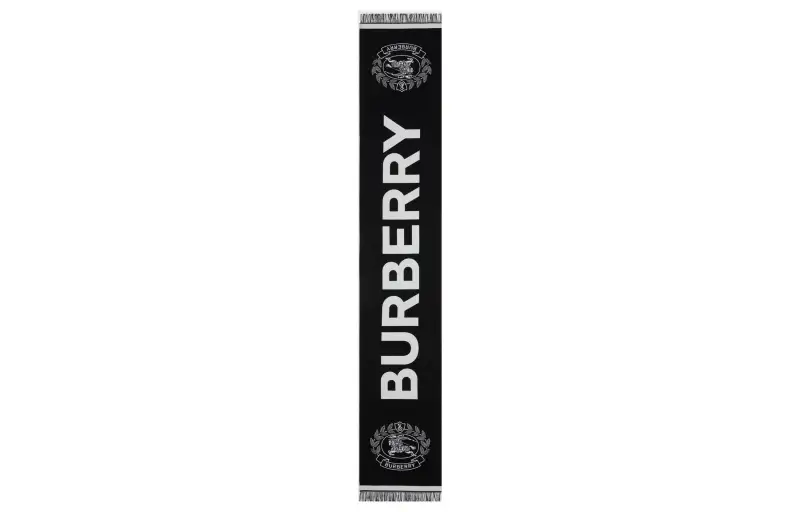 Burberry Wool Silk Knit Scarves Women's Black