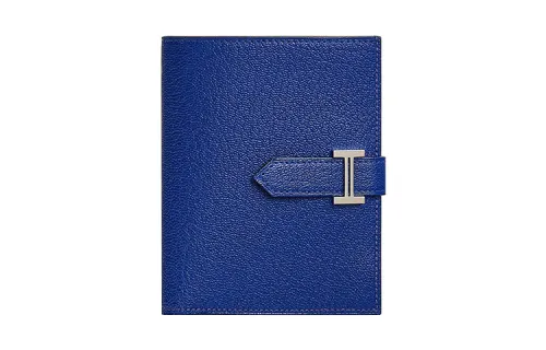 HERMES Bearn Mysore Goat Skin Wallet Women's 7T Bleu Electrique Electric Blue
