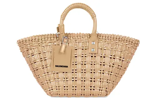 Balenciaga Cow Leather Basket Bag, Shoulder Bag, Crossbody Bag, Handbag Women's Beige