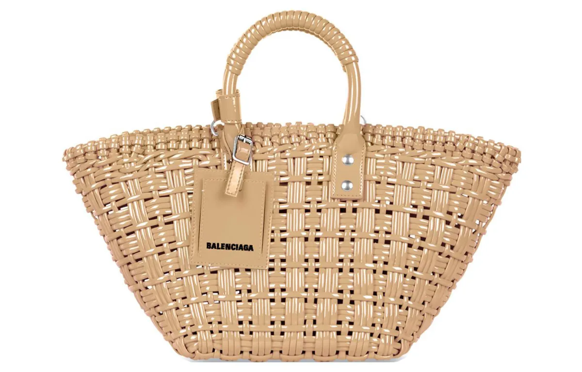 Balenciaga Cow Leather Basket Bag, Shoulder Bag, Crossbody Bag, Handbag Women's Beige