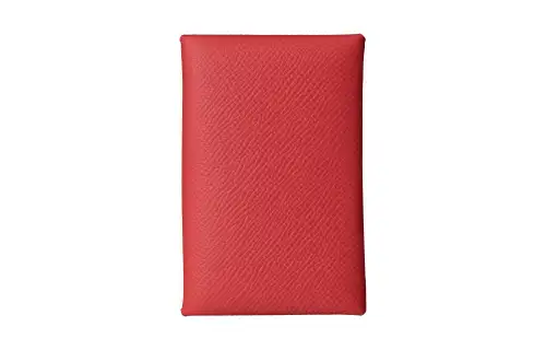 HERMES Calvi Epsom Leather Wallet, Card Holder Women's A5 Bougainvillier Azalea Red