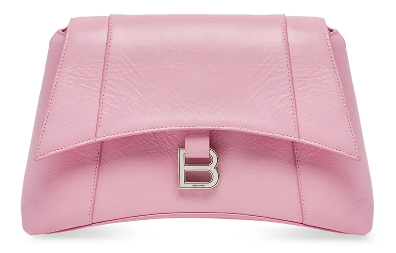 Balenciaga Downtown Cow Leather With Leather Handheld Crossbody Bag, Shoulder Bag Women's Pink