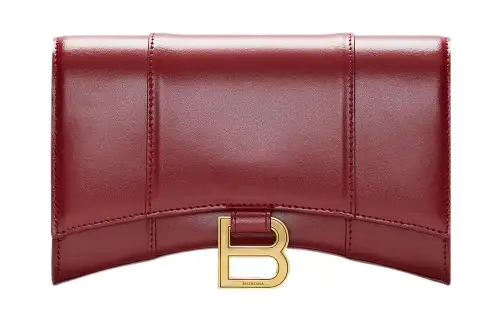 Balenciaga Hourglass Bright Smooth Cow Leather Shoulder Bag, Crossbody Bag, Wallet Women's Red