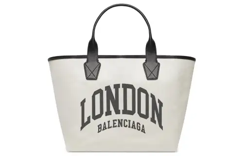Balenciaga Cotton Canvas With Calfskin Tote Bag, Shopping Bag, Canvas Bag, Handbag Large Women's Beige