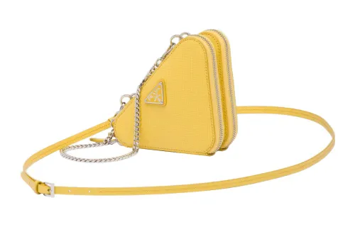 PRADA Saffiano Leather One Shoulder Crossbody Clutch Mini Women's Sunshine Yellow