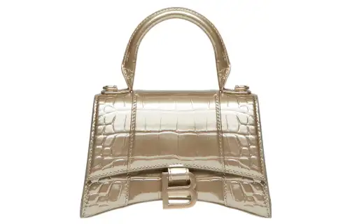 Balenciaga Hourglass Cow Leather Shoulder Bag, Crossbody Bag, Handbag Extra Small Women's Gold