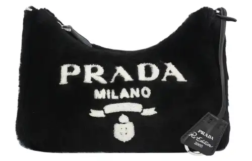 PRADA Re Edition Wool Portable Crossbody Bag, Shoulder Bag Women's Black