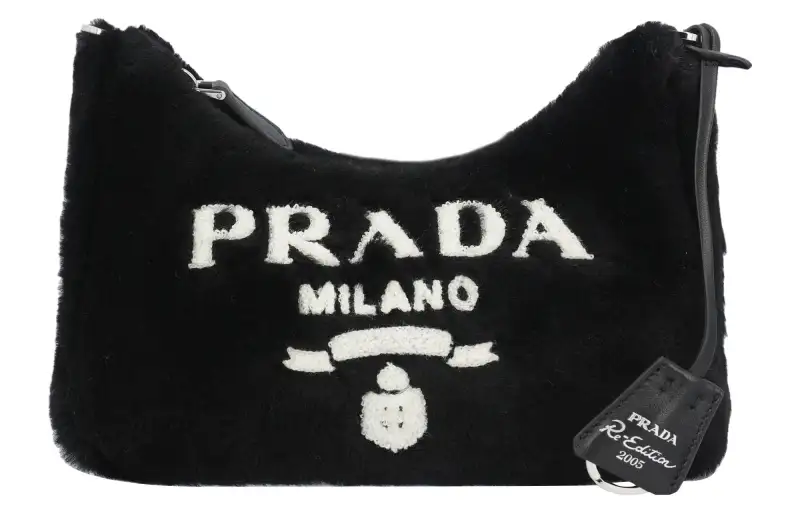 PRADA Re Edition Wool Portable Crossbody Bag, Shoulder Bag Women's Black