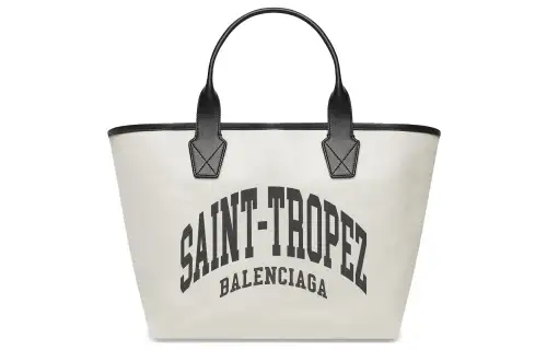 Balenciaga Cotton Canvas With Calfskin Tote Bag, Shopping Bag, Canvas Bag, Handbag Large Women's Ecru