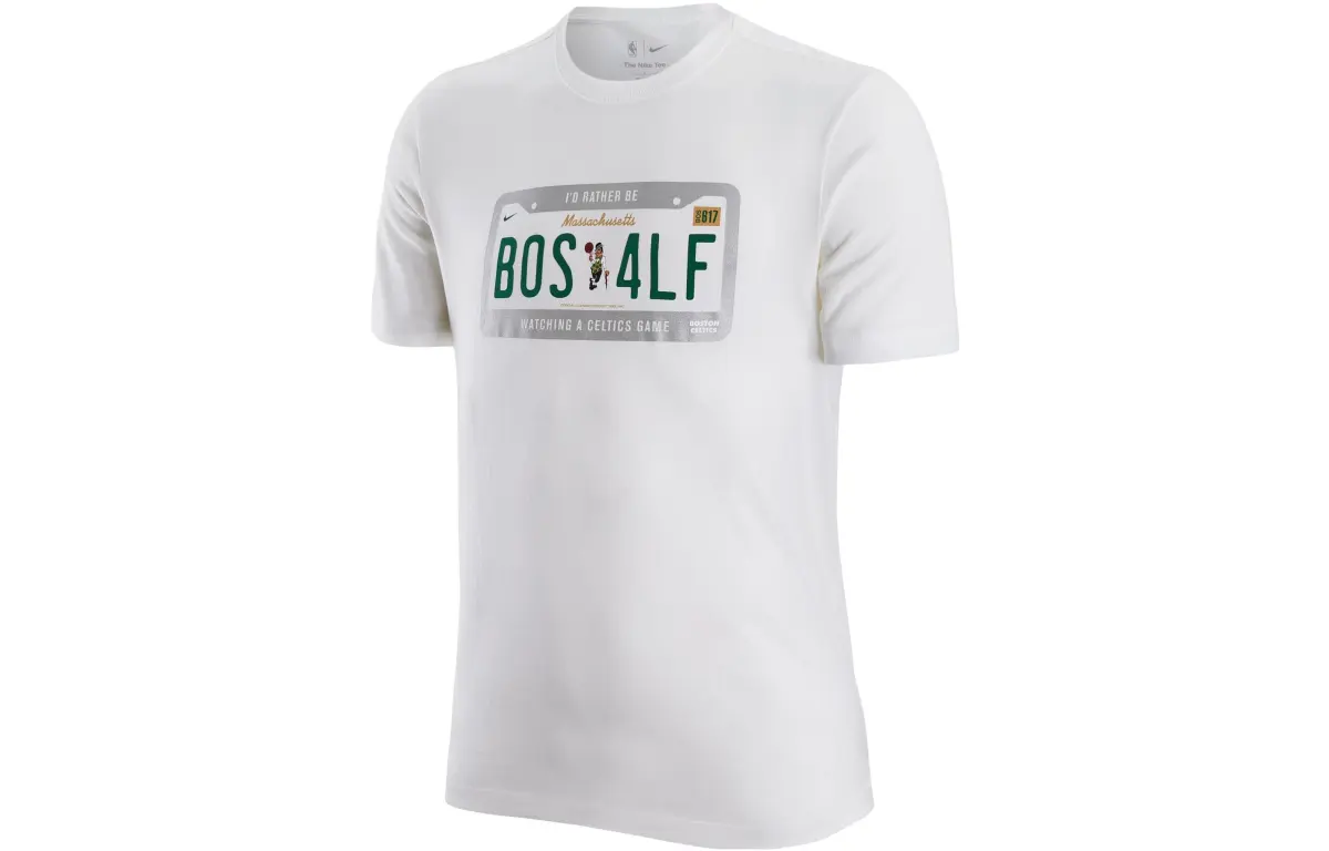 Nike T-Shirts Men's White Crew Neck Moderate Straight Fit