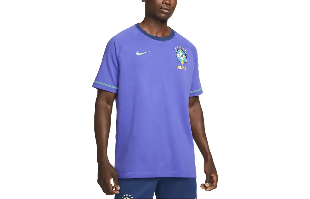 Nike T-Shirts Men's Blue Crew Neck Moderate Straight Fit