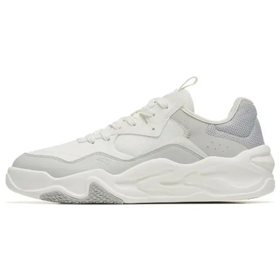 Anta Slip-Resistant Cushioning Wear-Resistant Low-Top Skateboard Shoes White Gray