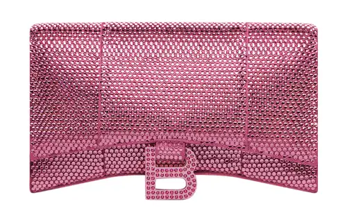 Balenciaga Hourglass Hangbag With Rhinestones Black