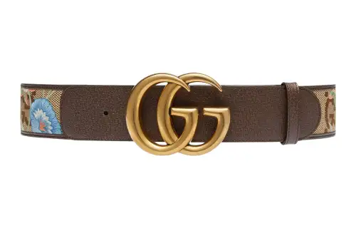 GUCCI GG Marmont Canvas Leather Belts Women's Brown Width 5cm