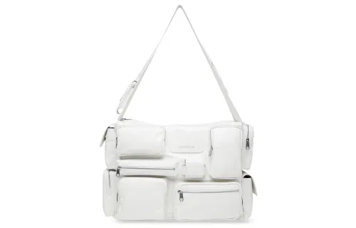 Balenciaga Superbusy Lambskin Messenger Bag, Handbag, Shoulder Bag Large Men's Gray White