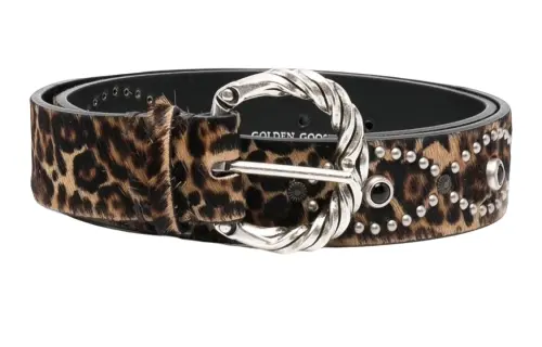 Golden Goose Fashion Leopard Print Pin Buckle Belt Women's Width 3.5cm
