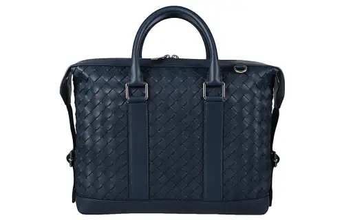 Bottega Veneta Cow Leather Portable One Shoulder Crossbody Briefcase Men's Blue