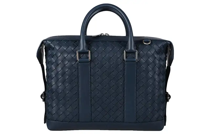 Bottega Veneta Cow Leather Portable One Shoulder Crossbody Briefcase Men's Blue