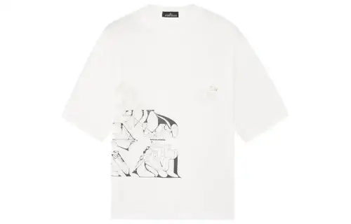 STONE ISLAND T Shirts Men's Natural White Crew Neck Moderate Straight Fit